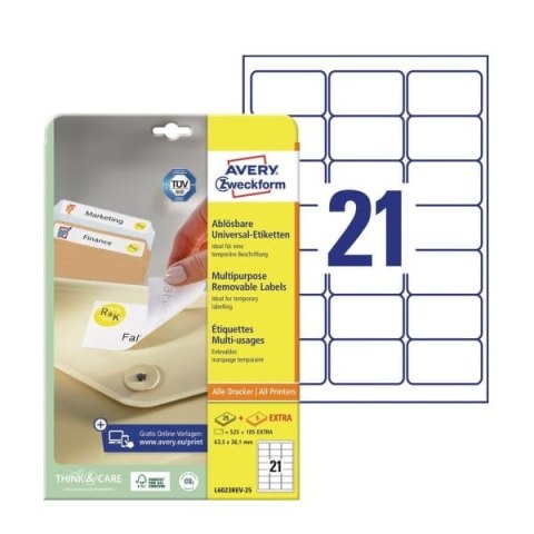 Etykiety Avery Zweckform usuwalne 63,5x38,1mm