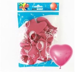 Balony Serca ciemnoróżowe 10szt