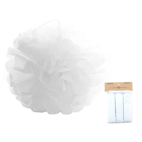 Ozdoba papierowa pompon 25cm biały 3szt